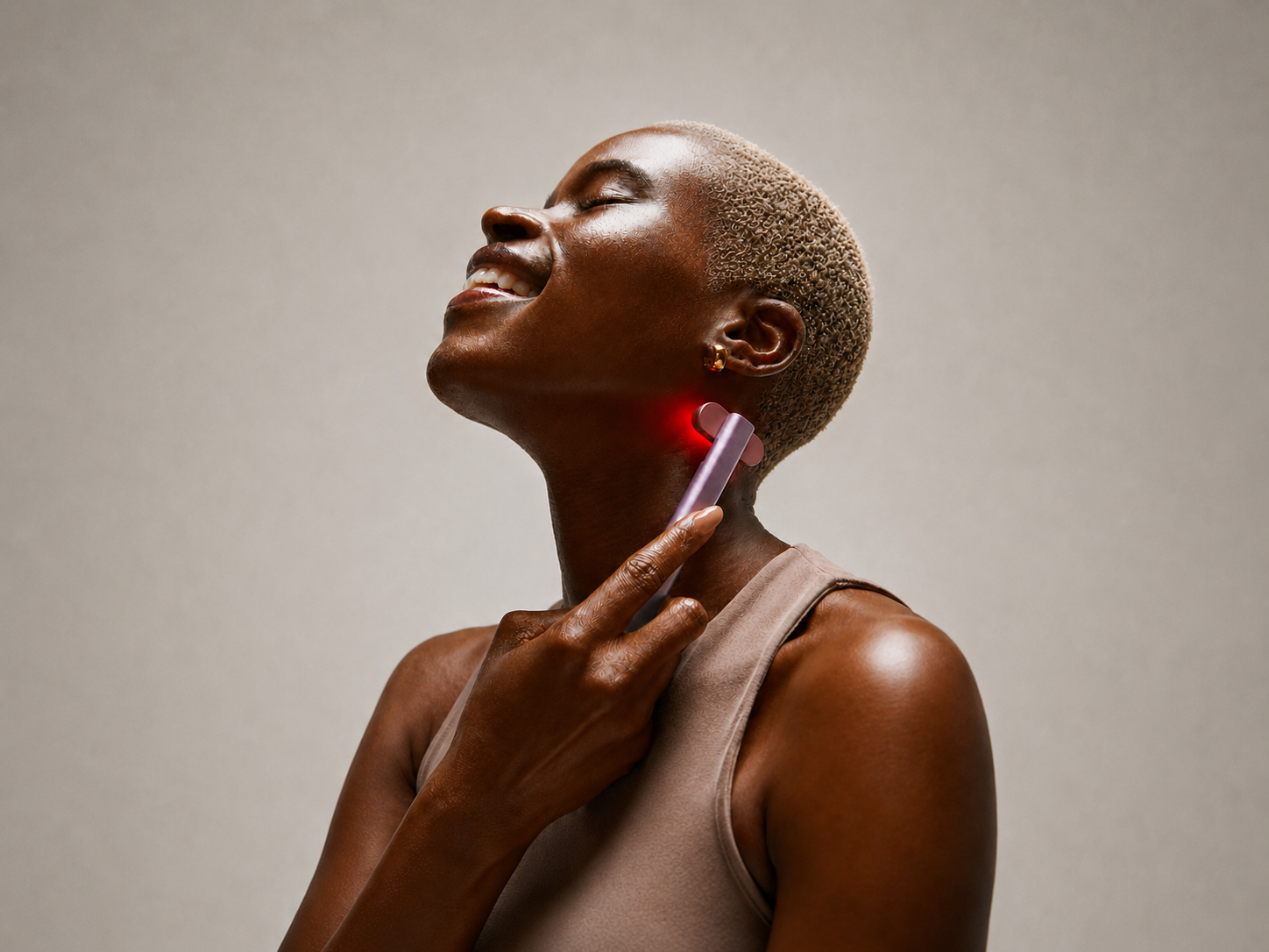 LED skincare wand being used as part of a glow routine