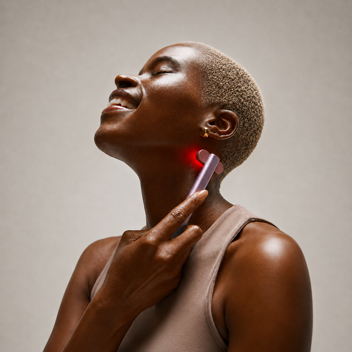 LED skincare wand being used as part of a glow routine